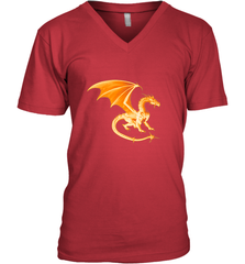 Beautiful Mystical Dragon Orange Fire Silhouette Premium T Shirt77 Men's V-Neck Men's V-Neck - HHHstores
