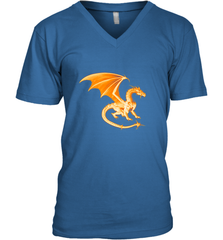 Beautiful Mystical Dragon Orange Fire Silhouette Premium T Shirt77 Men's V-Neck Men's V-Neck - HHHstores