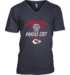 Sundays Are For Jesus and Kansas City Funny Football Men's V-Neck Men's V-Neck - HHHstores