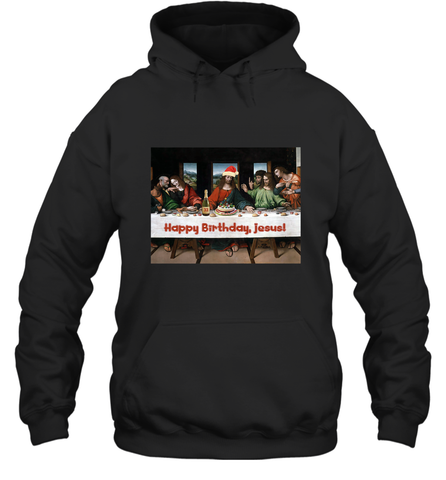 Comics Style Funny Christmas Happy Birthday Jesus Hooded Sweatshirt Hooded Sweatshirt / Black / S Hooded Sweatshirt - HHHstores