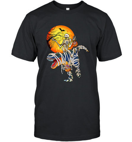 Skeleton Riding T Rex Funny Halloween Men's T-Shirt Men's T-Shirt / Black / S Men's T-Shirt - HHHstores