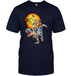Skeleton Riding T Rex Funny Halloween Men's T-Shirt