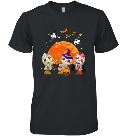 Three Sloths Halloween T shirt Mummy Pumpkin Moon Men's Premium T-Shirt Men's Premium T-Shirt / Black / XS Men's Premium T-Shirt - HHHstores