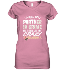 God sent me Crazy Grandma Partner in crime Women's V-Neck T-Shirt Women's V-Neck T-Shirt - HHHstores