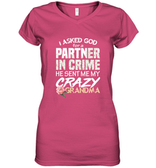 God sent me Crazy Grandma Partner in crime Women's V-Neck T-Shirt Women's V-Neck T-Shirt - HHHstores