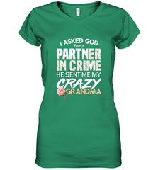 God sent me Crazy Grandma Partner in crime Women's V-Neck T-Shirt Women's V-Neck T-Shirt - HHHstores