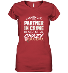 God sent me Crazy Grandma Partner in crime Women's V-Neck T-Shirt Women's V-Neck T-Shirt - HHHstores