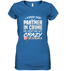 God sent me Crazy Grandma Partner in crime Women's V-Neck T-Shirt Women's V-Neck T-Shirt - HHHstores