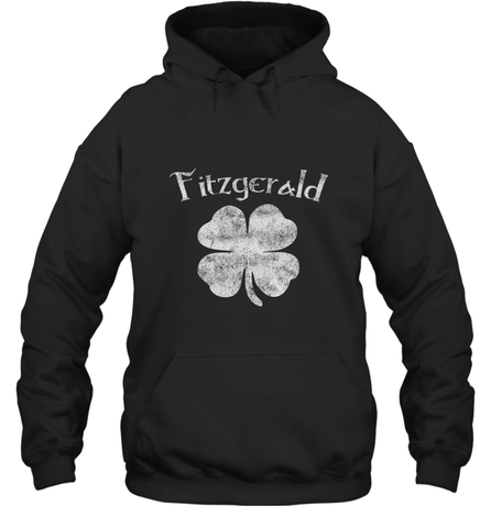 Vintage Fitzgerald Irish Shamrock St Patty's Day Hooded Sweatshirt Hooded Sweatshirt / Black / S Hooded Sweatshirt - HHHstores