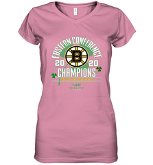 NHL ST PATRICK'S DAY Boston Bruins Fanatics 2020 Eastern Conference Champions Defensive Zone Women's V-Neck T-Shirt Women's V-Neck T-Shirt - HHHstores