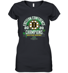 NHL ST PATRICK'S DAY Boston Bruins Fanatics 2020 Eastern Conference Champions Defensive Zone Women's V-Neck T-Shirt Women's V-Neck T-Shirt - HHHstores
