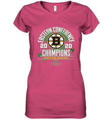 NHL ST PATRICK'S DAY Boston Bruins Fanatics 2020 Eastern Conference Champions Defensive Zone Women's V-Neck T-Shirt Women's V-Neck T-Shirt - HHHstores