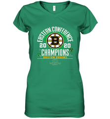 NHL ST PATRICK'S DAY Boston Bruins Fanatics 2020 Eastern Conference Champions Defensive Zone Women's V-Neck T-Shirt Women's V-Neck T-Shirt - HHHstores