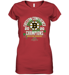 NHL ST PATRICK'S DAY Boston Bruins Fanatics 2020 Eastern Conference Champions Defensive Zone Women's V-Neck T-Shirt Women's V-Neck T-Shirt - HHHstores