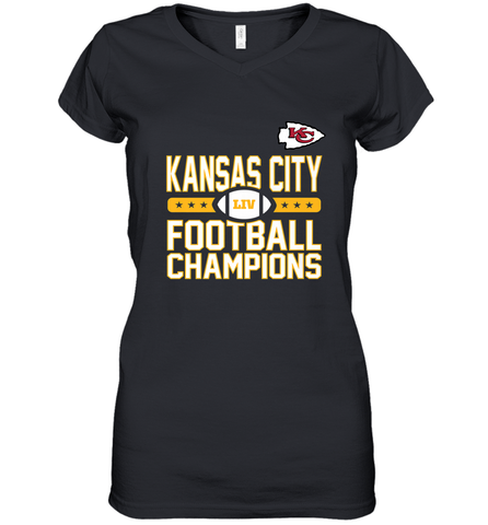 Kansas City Sideline Football _ The City Of Champions LIV Women's V-Neck T-Shirt Women's V-Neck T-Shirt / Black / S Women's V-Neck T-Shirt - HHHstores