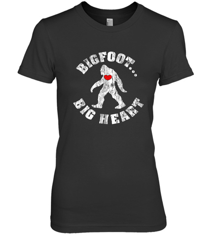 Bigfoot Heart Valentine's Day Lover Art Graphics Great Gift Women's Premium T-Shirt Women's Premium T-Shirt / Black / XS Women's Premium T-Shirt - HHHstores