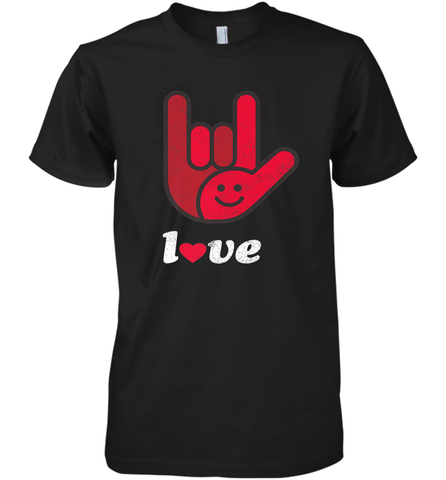 Cute Love Hand Sign Heart Valentines Day Retro Vintage Top Men's Premium T-Shirt Men's Premium T-Shirt / Black / XS Men's Premium T-Shirt - HHHstores