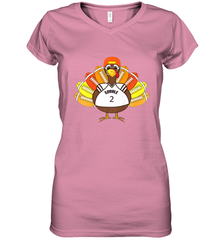 Cool Thanksgiving Football Shirt _ Gobble Player Turkey Gift Women's V-Neck T-Shirt Women's V-Neck T-Shirt - HHHstores