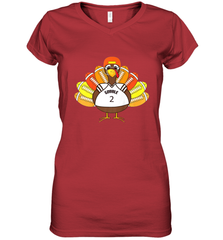 Cool Thanksgiving Football Shirt _ Gobble Player Turkey Gift Women's V-Neck T-Shirt Women's V-Neck T-Shirt - HHHstores