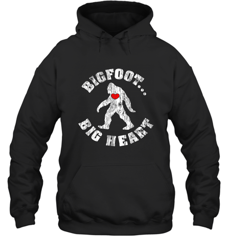 Bigfoot Heart Valentine's Day Lover Art Graphics Great Gift Hooded Sweatshirt Hooded Sweatshirt / Black / S Hooded Sweatshirt - HHHstores