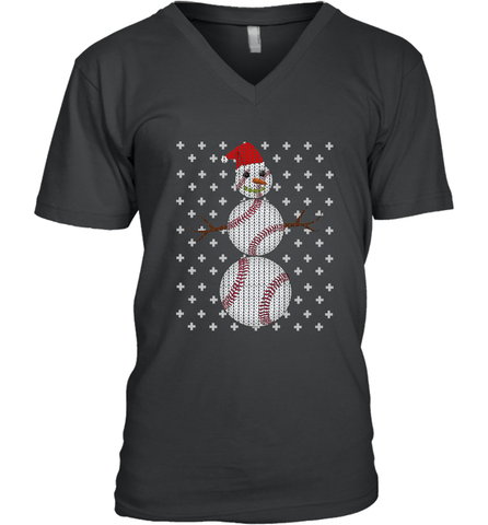 UGLY CHRISTMAS Baseball Snowman Holiday Santa Funny Men Gift Men's V-Neck Men's V-Neck / Black / S Men's V-Neck - HHHstores