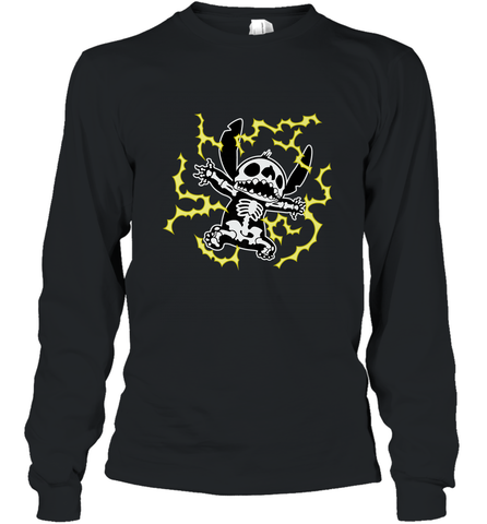 Disney Stitch Skeleton Halloween Long Sleeve T-Shirt Long Sleeve T-Shirt / Black / S Long Sleeve T-Shirt - HHHstores