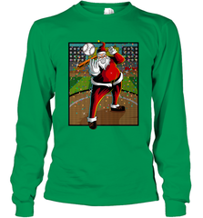 Baseball Santa Ugly Christmas Sports Graphic Print Design Long Sleeve T-Shirt Long Sleeve T-Shirt - HHHstores