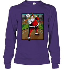 Baseball Santa Ugly Christmas Sports Graphic Print Design Long Sleeve T-Shirt Long Sleeve T-Shirt - HHHstores