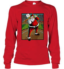 Baseball Santa Ugly Christmas Sports Graphic Print Design Long Sleeve T-Shirt Long Sleeve T-Shirt - HHHstores
