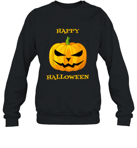 Happy Halloween Scary Pumpkin Tee Crewneck Sweatshirt Crewneck Sweatshirt / Black / S Crewneck Sweatshirt - HHHstores