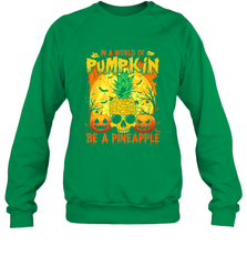 In A World Of Pumpkin Be A Pineapple Skull Halloween Funny Crewneck Sweatshirt Crewneck Sweatshirt - HHHstores