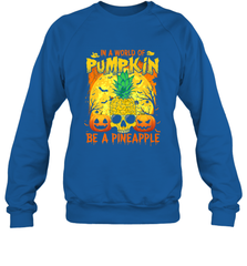 In A World Of Pumpkin Be A Pineapple Skull Halloween Funny Crewneck Sweatshirt Crewneck Sweatshirt - HHHstores