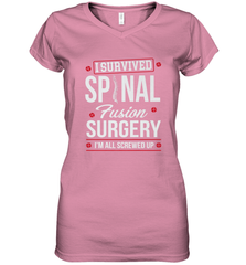 I Survived Spinal Fusion Surgery Women's V-Neck T-Shirt Women's V-Neck T-Shirt - HHHstores