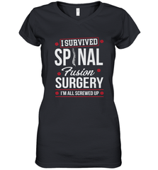 I Survived Spinal Fusion Surgery Women's V-Neck T-Shirt Women's V-Neck T-Shirt - HHHstores