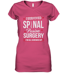 I Survived Spinal Fusion Surgery Women's V-Neck T-Shirt Women's V-Neck T-Shirt - HHHstores