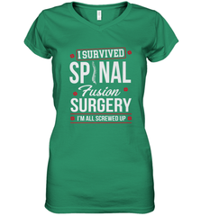 I Survived Spinal Fusion Surgery Women's V-Neck T-Shirt Women's V-Neck T-Shirt - HHHstores