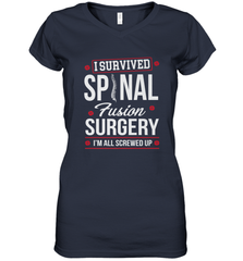 I Survived Spinal Fusion Surgery Women's V-Neck T-Shirt Women's V-Neck T-Shirt - HHHstores