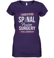 I Survived Spinal Fusion Surgery Women's V-Neck T-Shirt Women's V-Neck T-Shirt - HHHstores