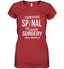 I Survived Spinal Fusion Surgery Women's V-Neck T-Shirt Women's V-Neck T-Shirt - HHHstores