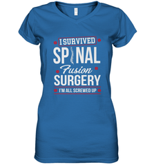 I Survived Spinal Fusion Surgery Women's V-Neck T-Shirt Women's V-Neck T-Shirt - HHHstores