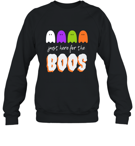 Just Here For The Boos Shirt Funny Halloween Drinking Crewneck Sweatshirt Crewneck Sweatshirt / Black / S Crewneck Sweatshirt - HHHstores