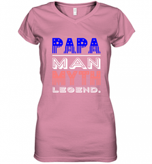 Papa Man Myth Legend Father's Day Dad Veteran Women's V-Neck T-Shirt Women's V-Neck T-Shirt - HHHstores