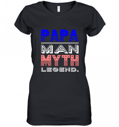Papa Man Myth Legend Father's Day Dad Veteran Women's V-Neck T-Shirt