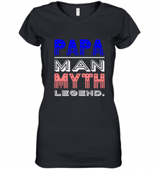 Papa Man Myth Legend Father's Day Dad Veteran Women's V-Neck T-Shirt Women's V-Neck T-Shirt - HHHstores