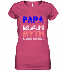 Papa Man Myth Legend Father's Day Dad Veteran Women's V-Neck T-Shirt Women's V-Neck T-Shirt - HHHstores