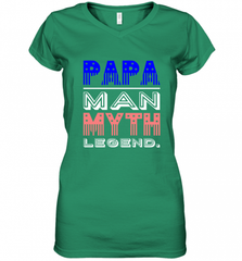 Papa Man Myth Legend Father's Day Dad Veteran Women's V-Neck T-Shirt Women's V-Neck T-Shirt - HHHstores
