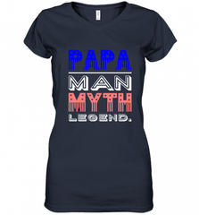 Papa Man Myth Legend Father's Day Dad Veteran Women's V-Neck T-Shirt Women's V-Neck T-Shirt - HHHstores