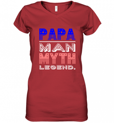 Papa Man Myth Legend Father's Day Dad Veteran Women's V-Neck T-Shirt Women's V-Neck T-Shirt - HHHstores
