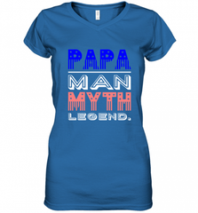 Papa Man Myth Legend Father's Day Dad Veteran Women's V-Neck T-Shirt Women's V-Neck T-Shirt - HHHstores