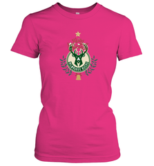 NBA Milwaukee Bucks Logo merry Christmas gilf Women's T-Shirt Women's T-Shirt - HHHstores